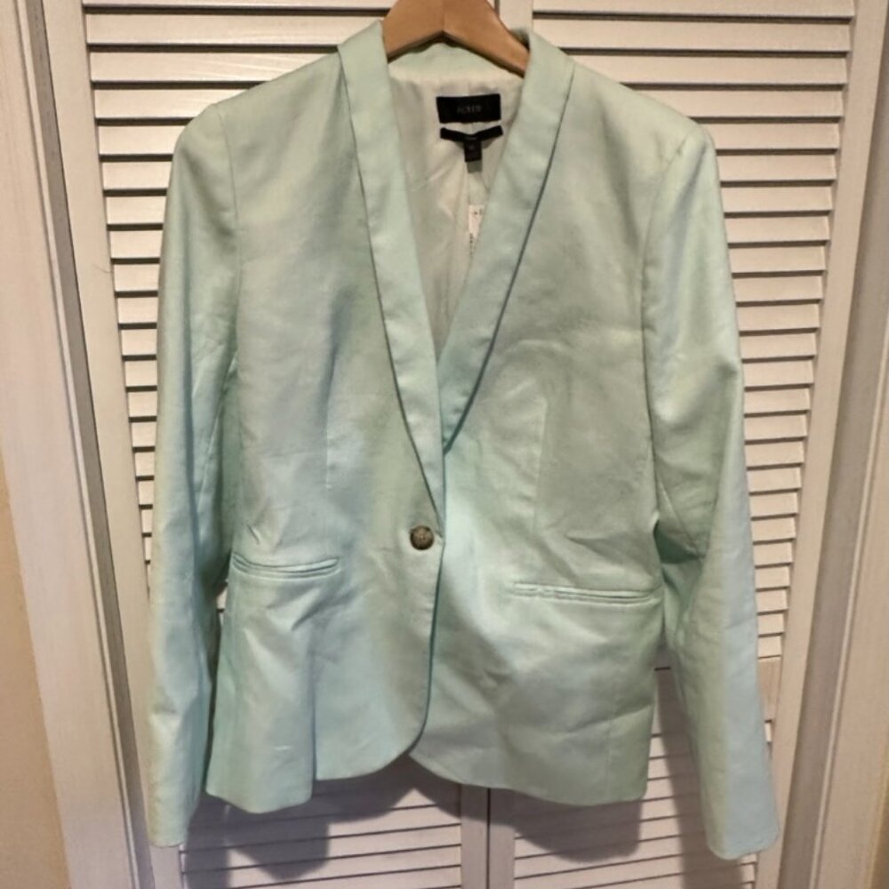 J. Crew Parke Blazer - Mint Green - Stretch Linen - Size 12  - NWT